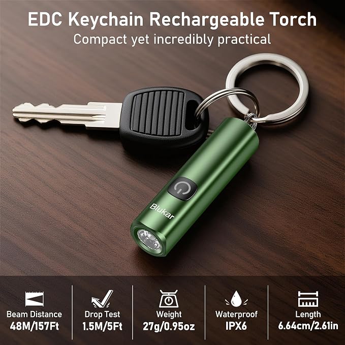 Blukar Rechargeable EDC Flashlight, Mini Keychain Flash Light - Image 2