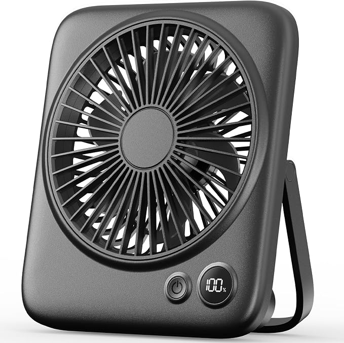 Otlonpe Portable Desk Fan 6.5 Inch, 4000mAh Rechargeable Battery Operated & USB by OTLONPE