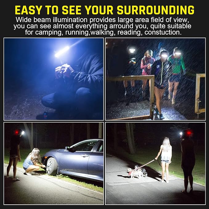 LED Headlamp USB Rechargeable 1000Lumen 230° Wide-Beam LED Headlight - Image 7
