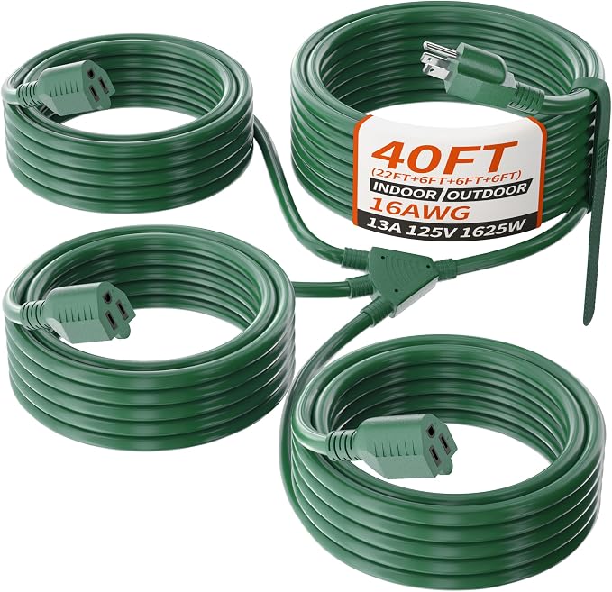 PlugSaf 1 to 3 Splitter Outdoor Extension Cord by PlugSaf