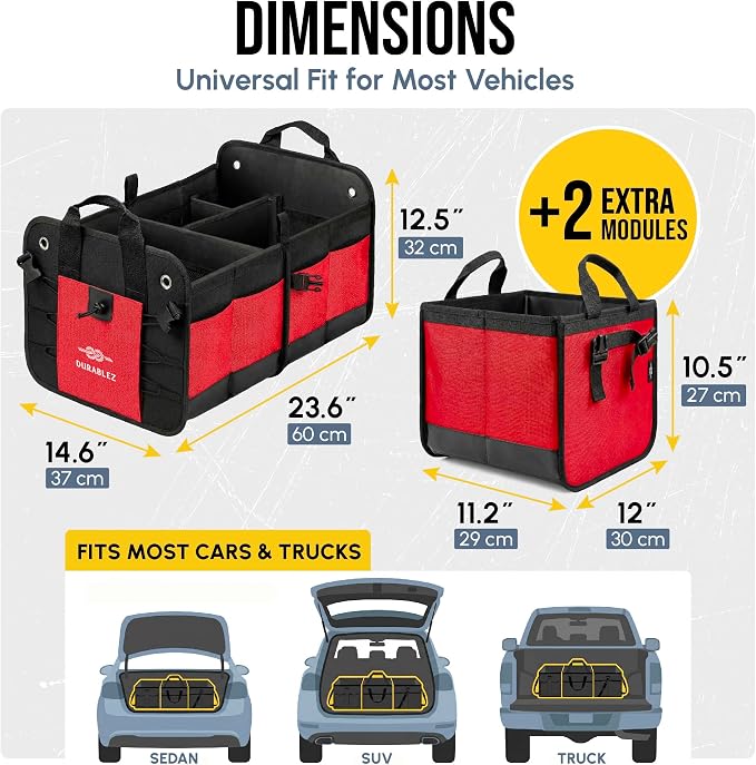XL Trunk Organizer 4-Section Modular System – Extra Large Car Cargo Storage - Image 9