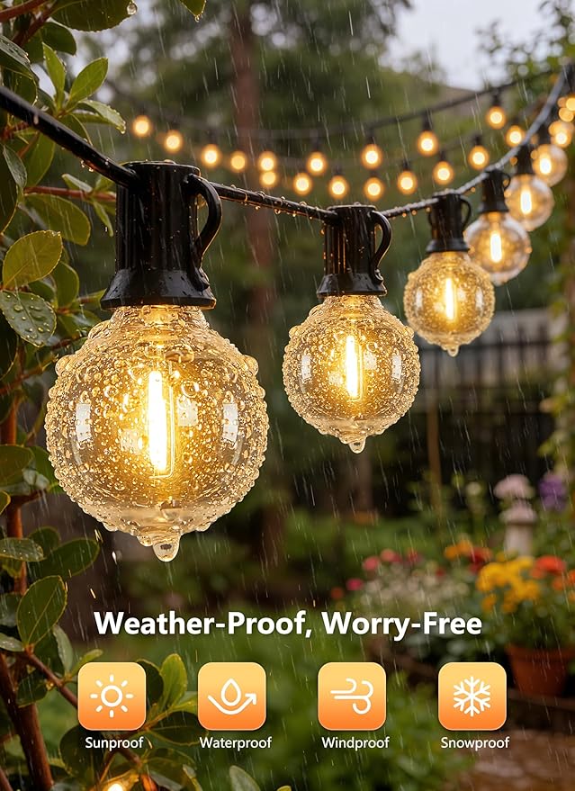 Brightown Outdoor String Lights, 55FT 25 G40 Bulbs Shatterproof Patio Lights - Image 3