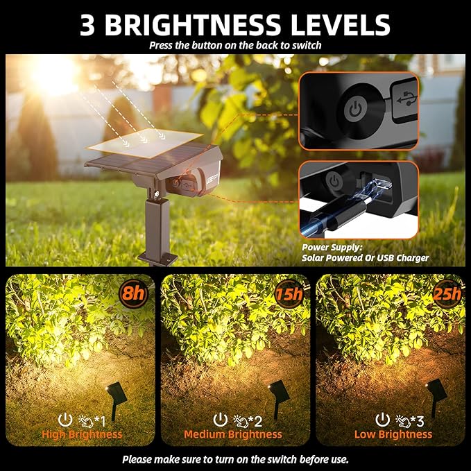 LEREKAM 3 Brightness Modes Solar Outdoor Lights - Image 4