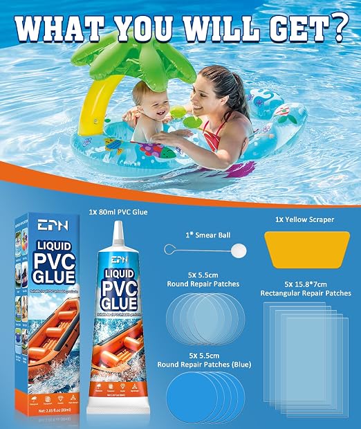 EPN Air Mattress Patch Kit, Waterproof Vinyl Pool Liner Repair Kit - Image 7