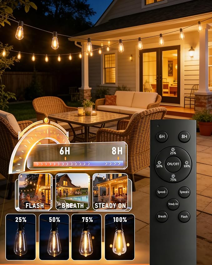 TW SHINE 100 FT Solar String Lights Outdoor, 31+2 LED Waterproof Shatterproof - Image 4