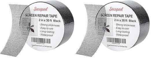 Secopad Black Window Screen Repair Tape, 2 in X 30 FT Screen Repair Kit by Secopad