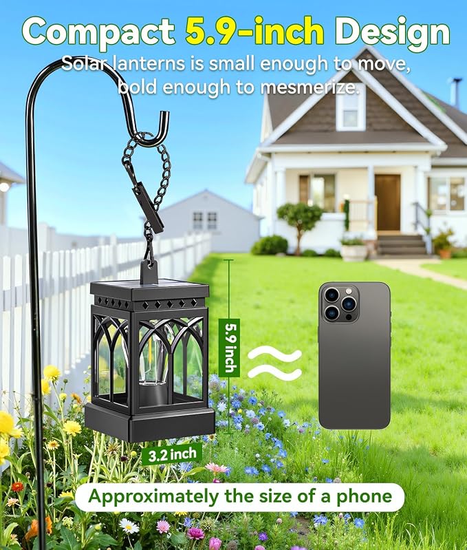 KOOPER 4 Pack Solar Lanterns Outdoor Waterproof, Brighter Hanging Solar Lantern - Image 2