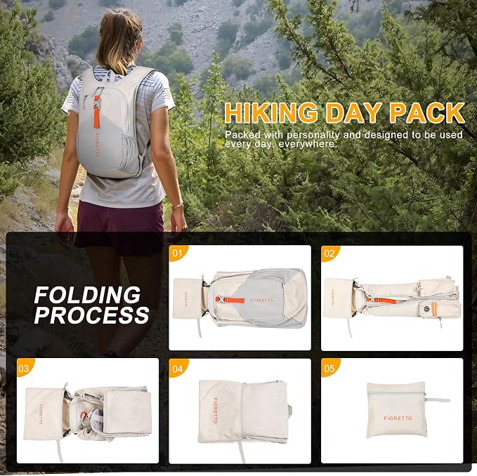 FIORETTO 15L Hiking Backpack for Women Men Mini Packable Backpack Lightweight - Image 9