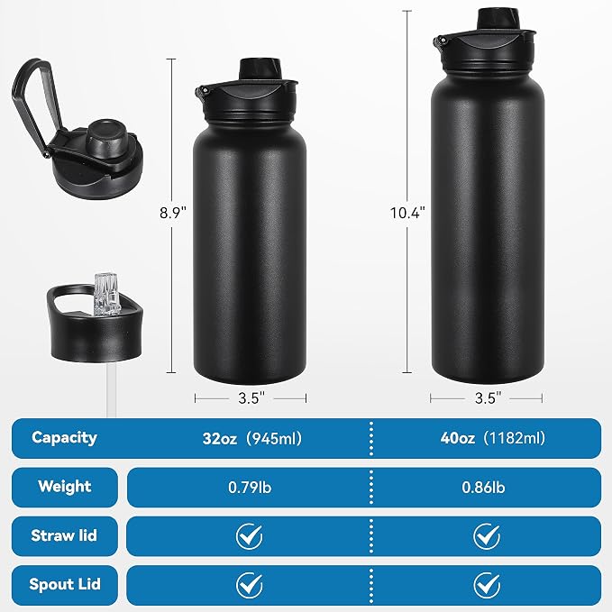 VEGOND 32 oz Insulated Water Bottle Bulk Stainless Steel Metal Water Bottles - Image 4