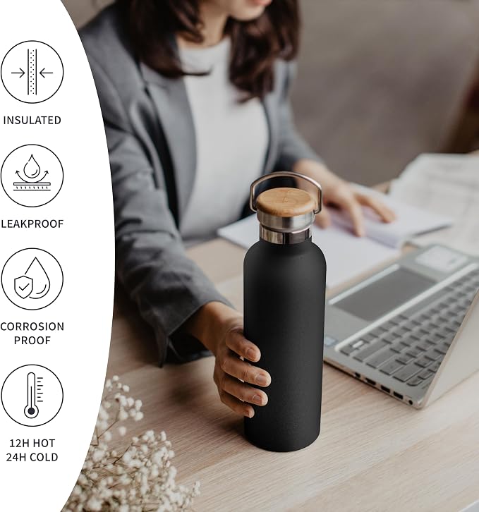 Bambaw Insulated Water Bottle 24 oz, Double Wall Stainless Steel Water Bottles - Image 3