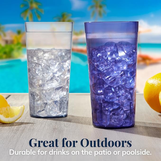 US Acrylic Cafe Plastic Reusable Tumblers 20-ounce Water Cups Coastal Colors | - Image 7