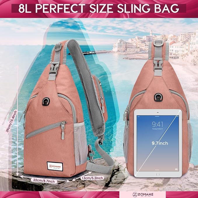 ZOMAKE Sling Bag, Small Crossbody Sling Backpack, Water Resistant Shoulder - Image 2