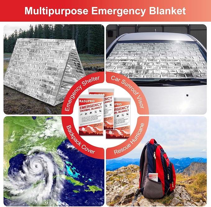 9 Pack Emergency Blankets, Outdoor Survival Emergency Insulated Gear, Mylar - Image 8