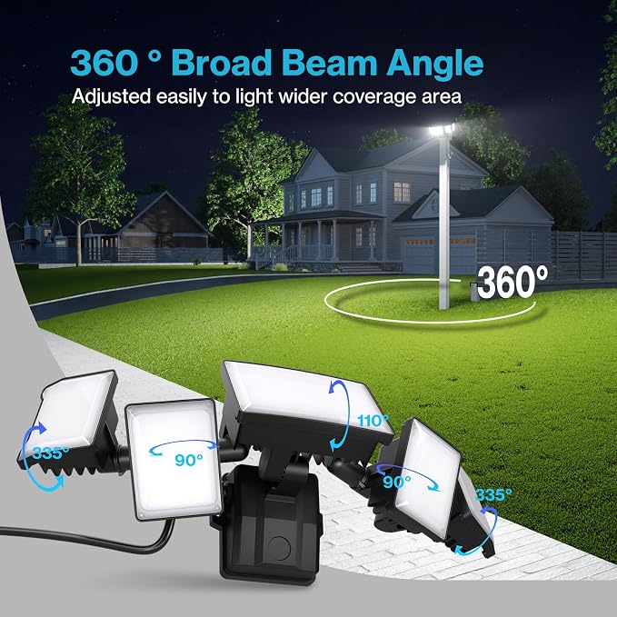 Olafus 130W Flood Lights Outdoor Plug in, 13000LM LED Security Light, 6500K - Image 4