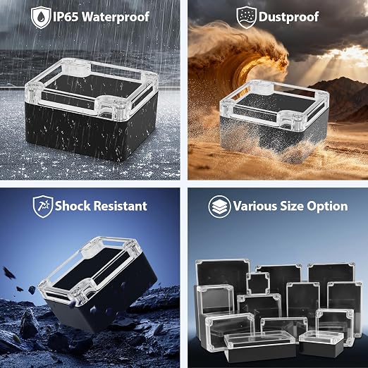 LeMotech Junction Box with Clear Cover IP65 Waterproof Project Box Dustproof - Image 6
