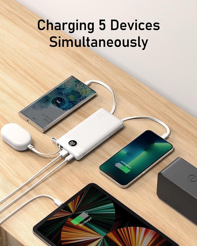 VEEKTOMX Portable Charger Built-in Cables, 10000mAh Power Bank - Image 4