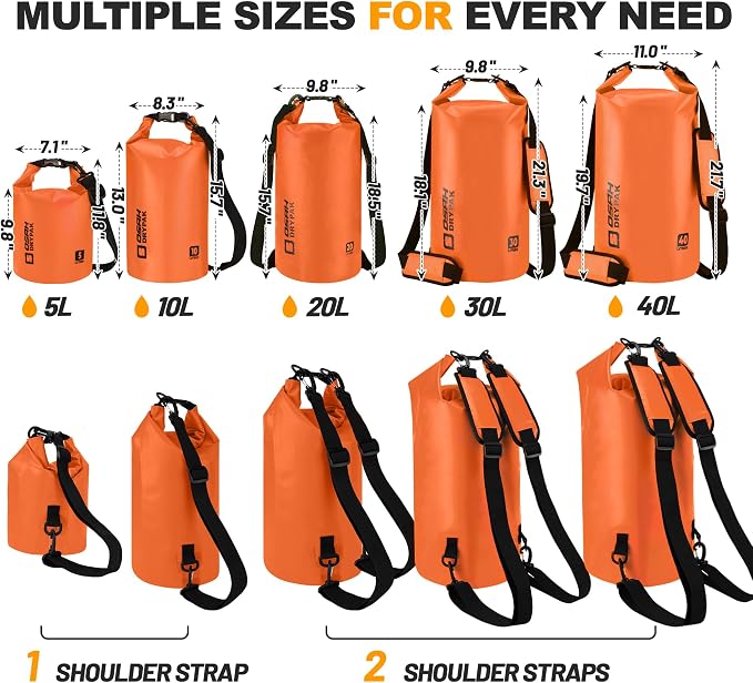 Waterproof Dry Bag, 5L/10L/20L/30L/40L Roll Top Lightweight Storage Backpack - Image 2