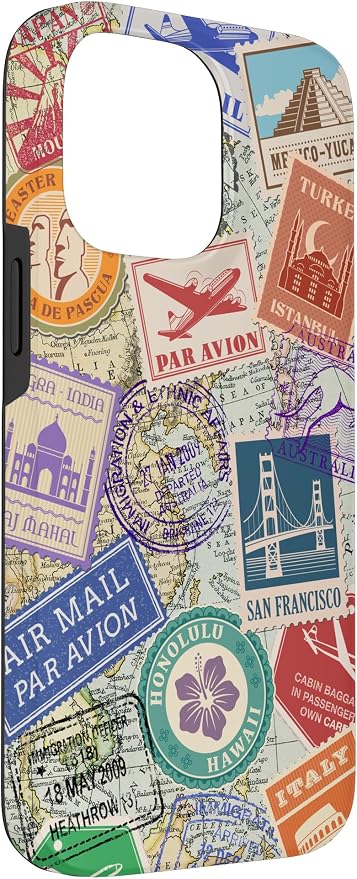 World Map Travel Passport Stamps Postage Stamp Case - Image 3
