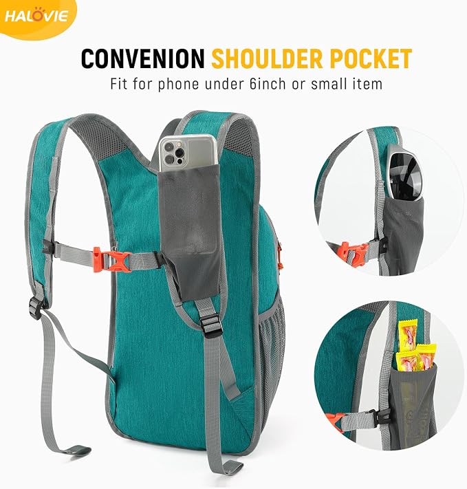 HALOVIE 15L Foldable Hiking Backpack Phone Pocket Lightweight Travel Daypack - Image 2