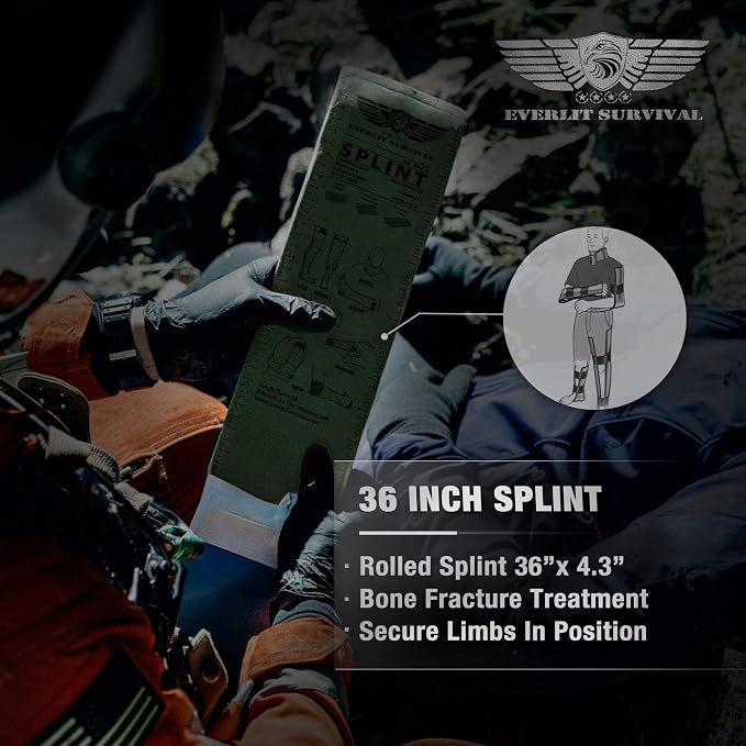 EVERLIT Emergency Trauma Kit, CAT GEN-7 Tourniquet 36" Splint, Military Combat - Image 8
