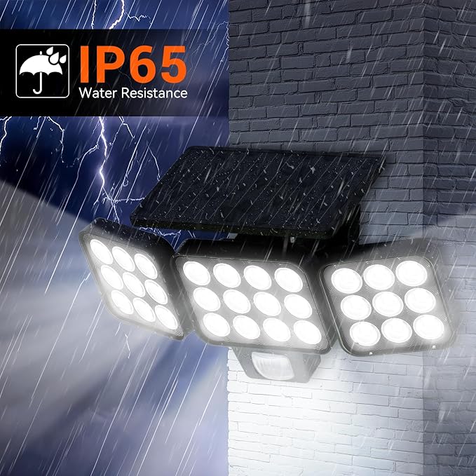 WdtPro Solar Lights Outdoor Flood Light 3 Pack, 3500LM Bright Motion Sensor - Image 5