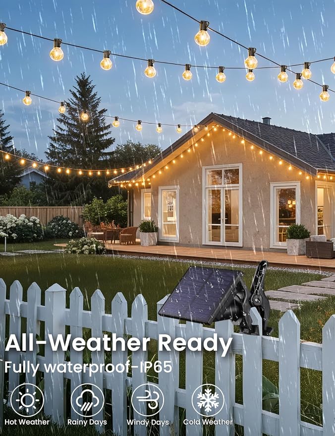 Brightever 25FT Solar String Lights Outdoor Waterproof, G40 Solar Lights - Image 4