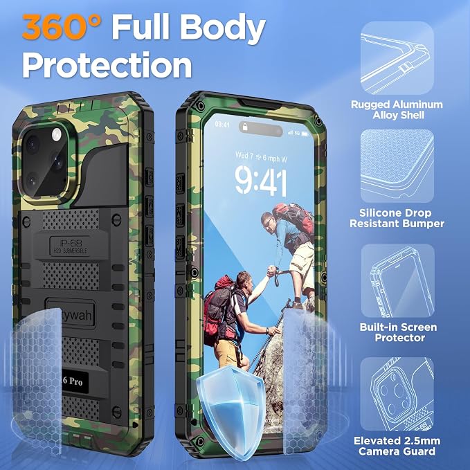 Mitywah Waterproof Case for iPhone 16 Pro, Shockproof Heavy Duty Case - Image 5
