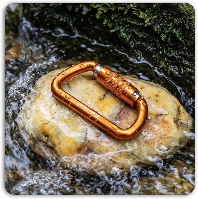 FresKaro 3inch 12kN-2698lbs Auto Locking Carabiner Clips, Solid D Shape - Image 7