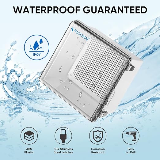 TICONN Outdoor Electrical Box Waterproof, Junction Box IP67 ABS Plastic - Image 2