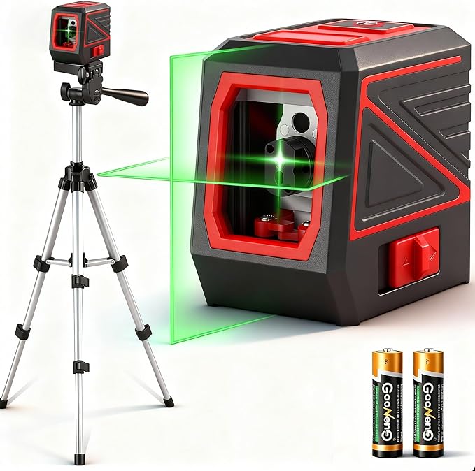 Laser Level with Tripod, 100 feet Green Cross Line Self Rotary Leveling Laser by Followustostayupdated