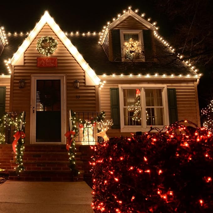 TW SHINE Red Christmas Lights, 2 Pack Total 40 FT 200 Count Incandescent - Image 3