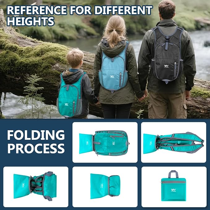 15L Foldable Hiking Backpack, Lightweight Packable Waterproof Machine Washable - Image 3