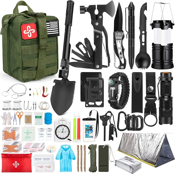 Survival Kit, Emergency Kit for Earthquake, Outdoor Adventure, Gifts for Men by HIHEGD