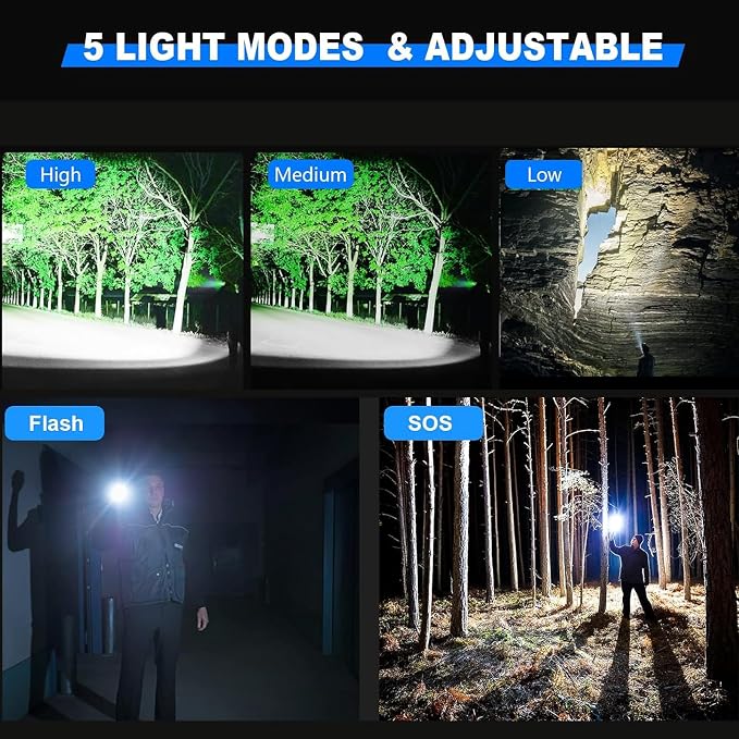 Rechargeable LED Flashlights 10000.00 High Lumens - Image 4