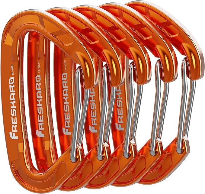 FresKaro 5pcs Nano Carabiner Clips, 8kN 1798lbs, Small Sturdy, Reliable by FresKaro