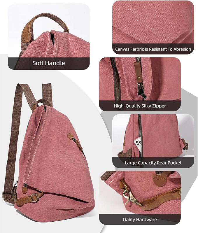 KL928 Canvas Vintage Backpack – Large Casual Daypack Outdoor Travel Rucksack - Image 3