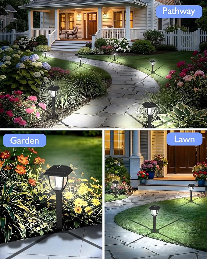 Solar Pathway Lights 12 Pack Mini Outdoor 3000K Bright Auto On/Off Solar Garden - Image 8