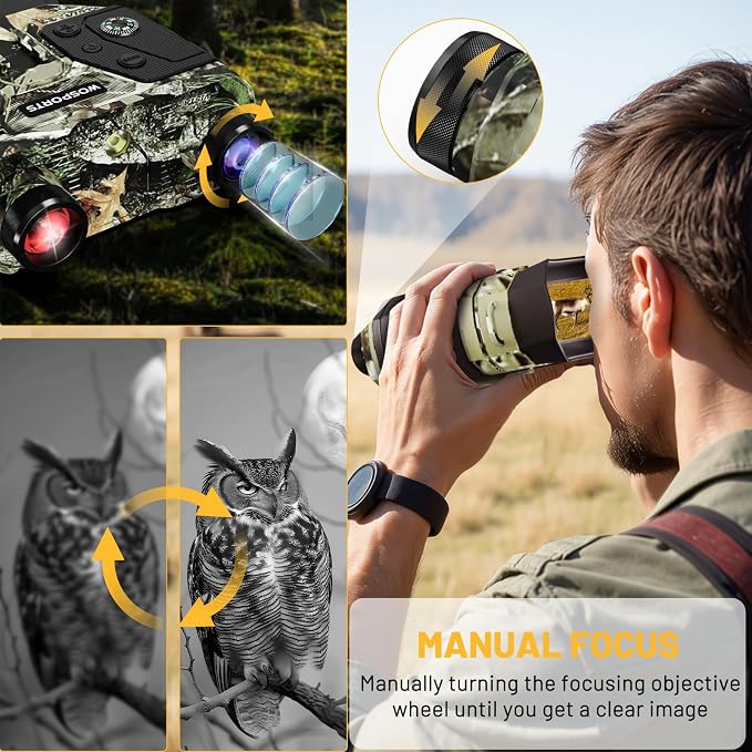 WOSPORTS 4K Infrared Night Vision Goggles – 1300FT Range, 8X Digital Zoom - Image 4