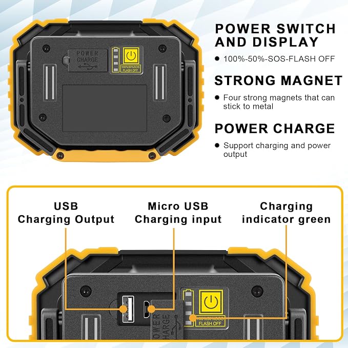 Sunzone LED Work Light, Rechargeable Magnetic Flood Lights - Image 5