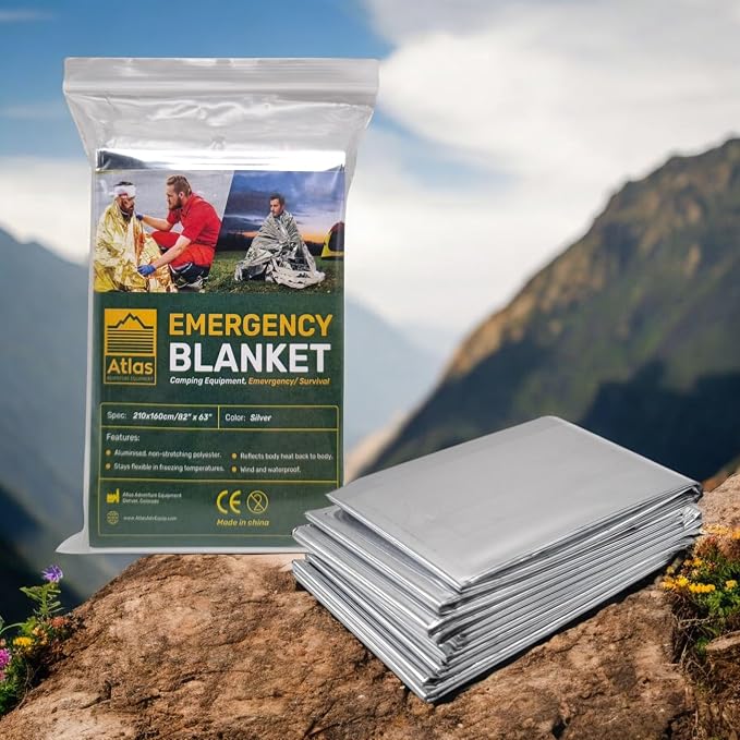 Emergency Survival Blanket, Mylar Thermal Blanket, Gigantic Space Blanket 82" x - Image 2