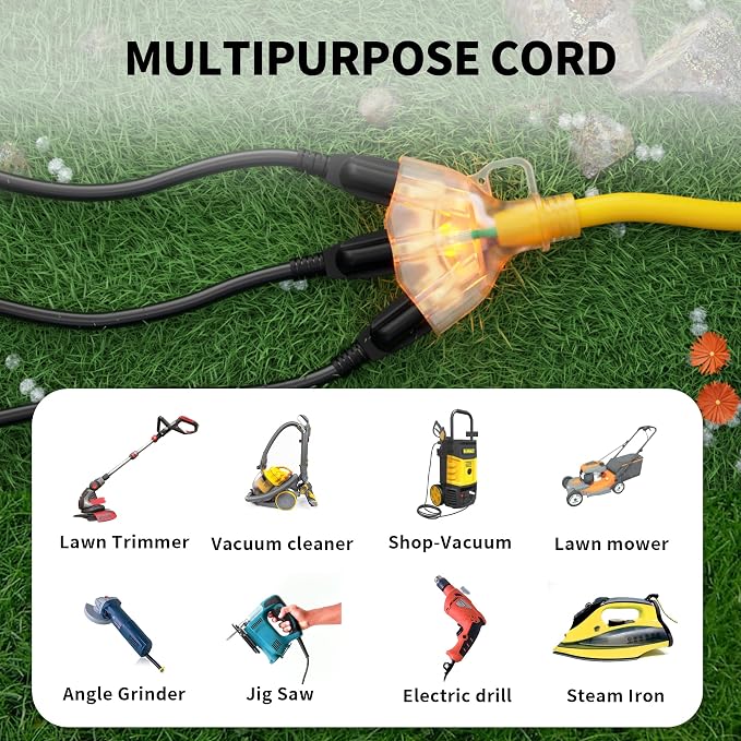 POWGRN 3 FT 2 Pack 12/3 Gauge Extension Cord - Image 7