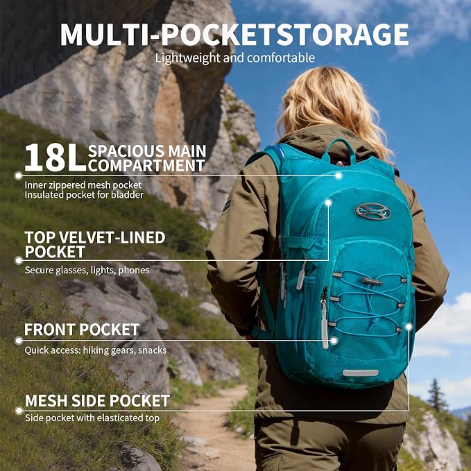 KABAQOO Hydration Backpack, 18L Multipurpose Hiking Backpack - Image 2