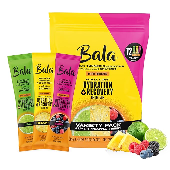Bala Total Body Wellness Drink Mix, Hydrate & Recover Variety Pack, Lime & Berry by BALA
