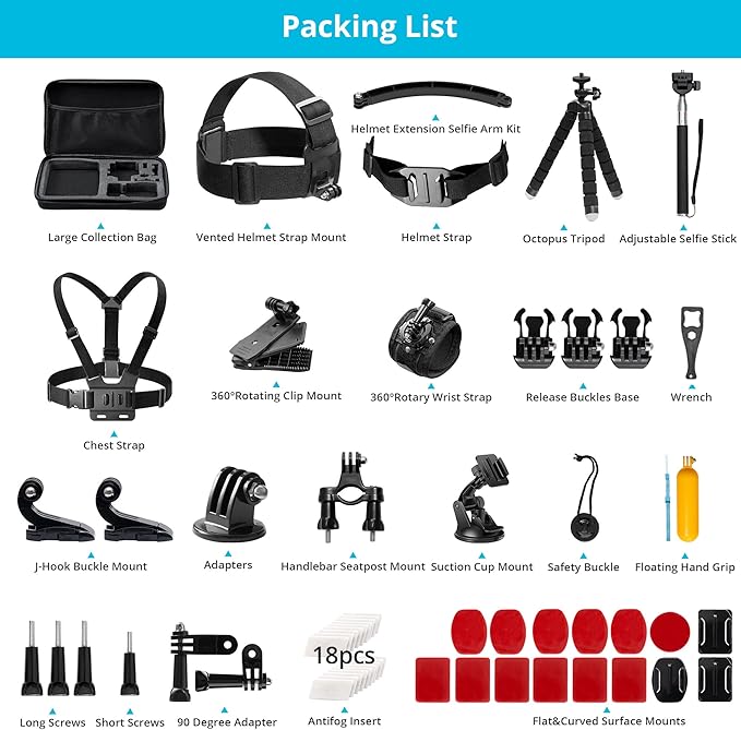 AKASO 60 in 1 Action Camera Accessories Kit Compatible - Image 2