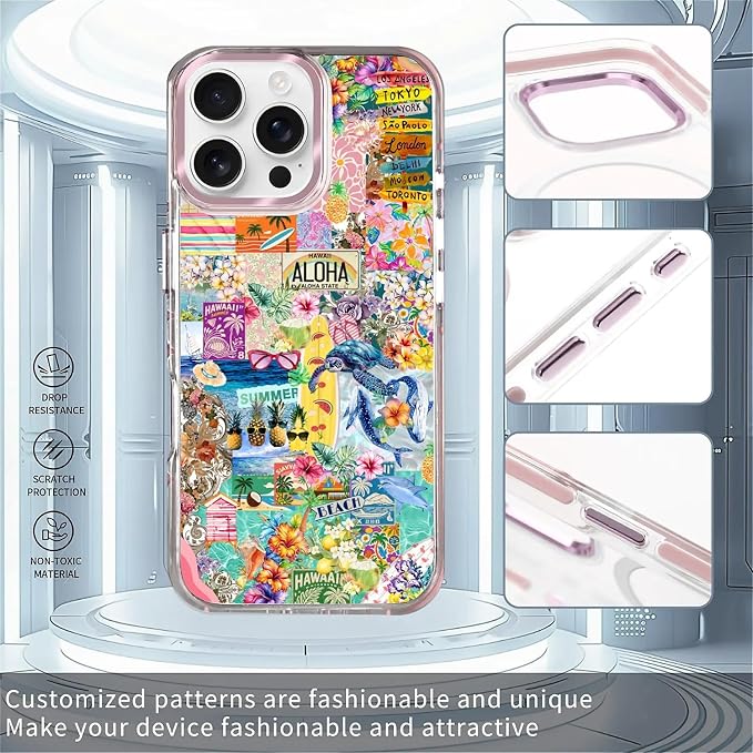 Case for iPhone 16 Pro, Hawaii Aloha Cover Coastal Beach Collage Phone Case - Image 2