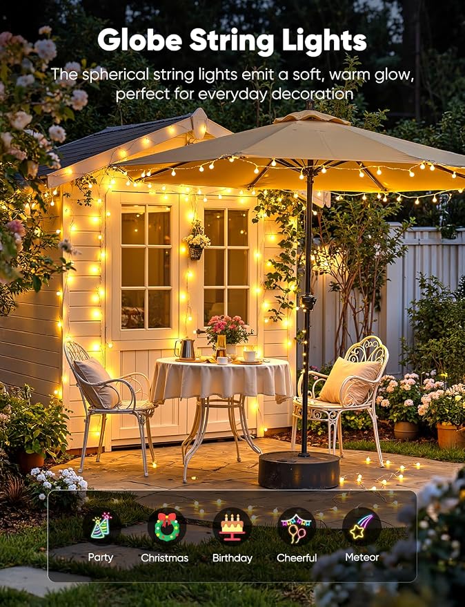 Minetom Globe String Lights, 33 Feet 100 Led Fairy Lights Plug in, 8 Modes - Image 4