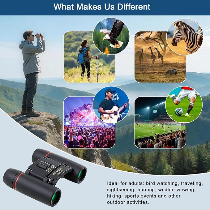 30x60 Mini Compact Binoculars for Adults Kids, HD Portable Waterproof Pocket - Image 5