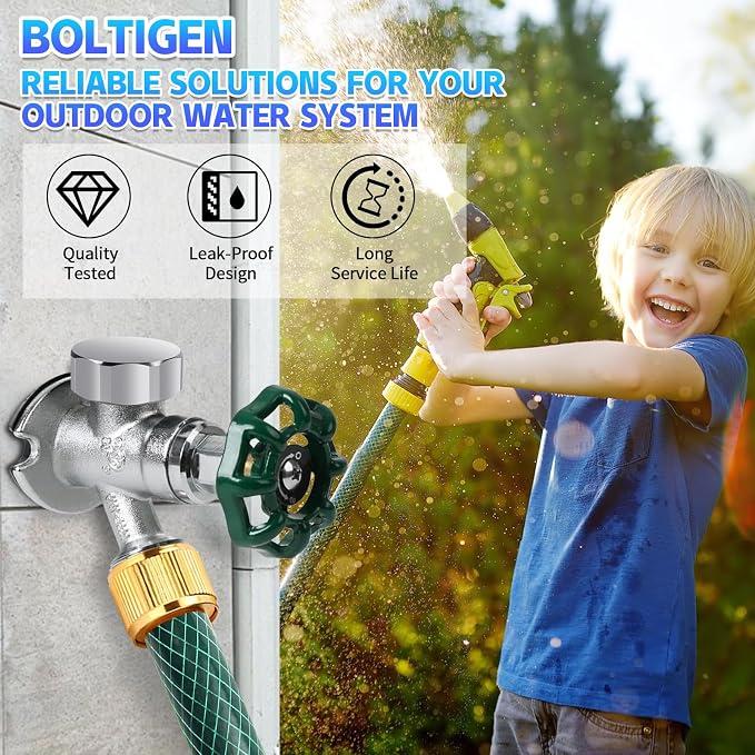 Boltigen 2 Sets Outdoor Faucet Repair Kit, Brass Chromed Vacuum Breaker Outside - Image 6
