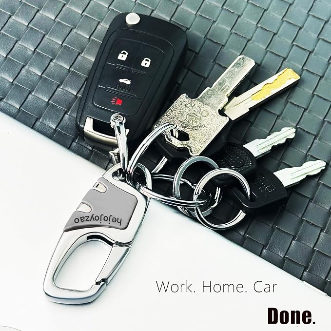 Keychain with Carabiner Clip, 4 Heavy Duty Key Rings and D Ring - Image 4