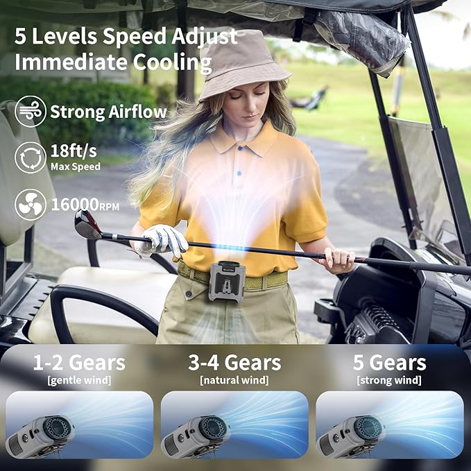 Socool 10000mAh Portable Waist Fan Clip on Wearable Belt Personal Fan - Image 2